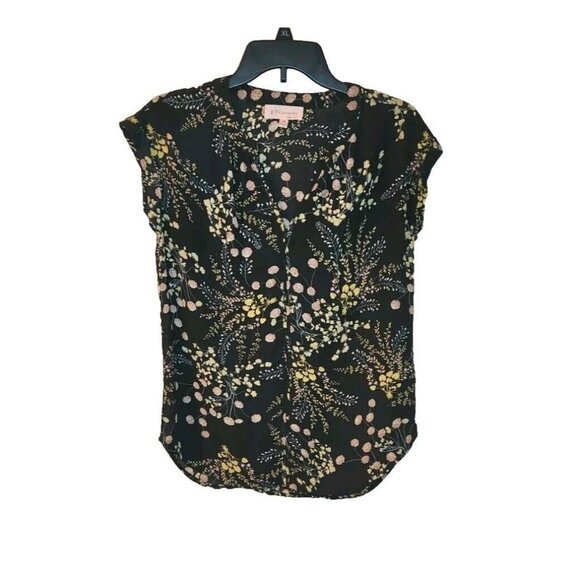 Philosophy Republic Top Size XS Cap Sleeve  Floral Print V-Neck - Picture 1 of 2